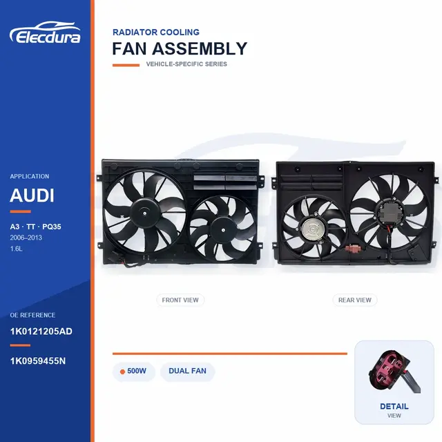 Radiateurkoelventilator compleet voor Audi A3 / TT 500W 1K0121205AD bulklevering