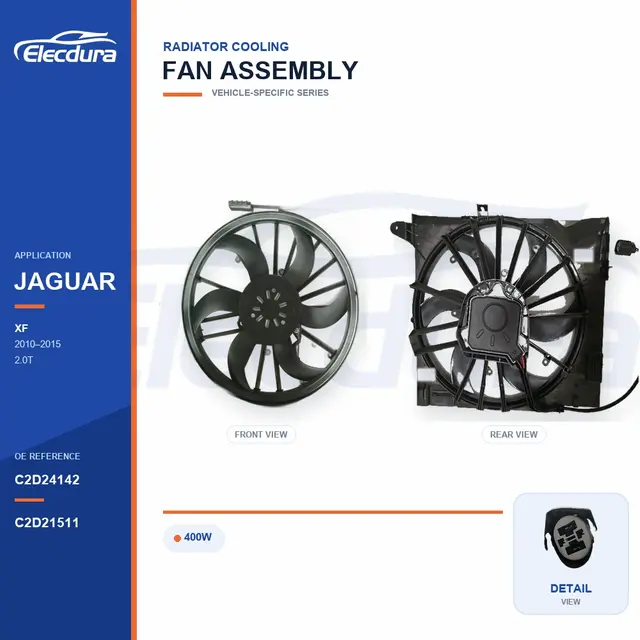 Hűtőventil&aacute;tor-egys&eacute;g Jaguar XF / XJ-XJR 400W C2D24142 t&ouml;meges sz&aacute;ll&iacute;t&aacute;shoz