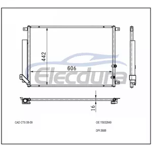 15932849 conjunto do condensador do A/C de Cadillac CTS 2008-2014