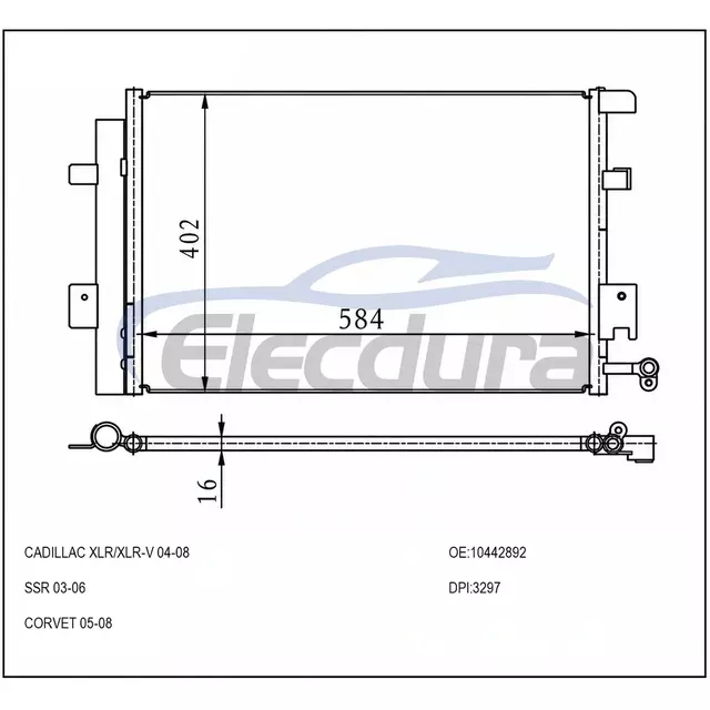 10442892 Cadillac XLR 2004-2009 A/C kondenz&aacute;tor
