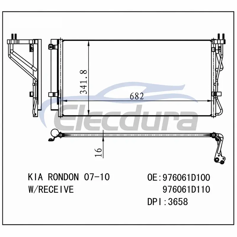976061D100 Kia Rondo 2007-2010 Condensatore A/C Assemblaggio