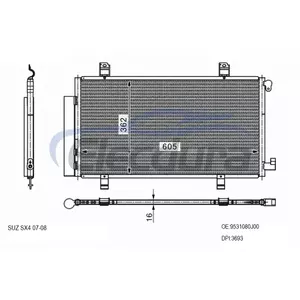9531080J00 Suzuki Sx4 2007-2008 Конденсатор кондиціонера 16 мм сердечник