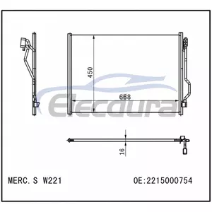 A2215000554 Mercedes-Benz S-Class W221 2016+ Kondensor A/C Inti 16mm