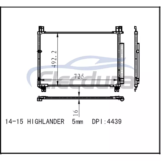 884600E070 Toyota Highlander 5mm 2014-2015 Zesp&oacute;ł skraplacza klimatyzacji rdzeń 16mm