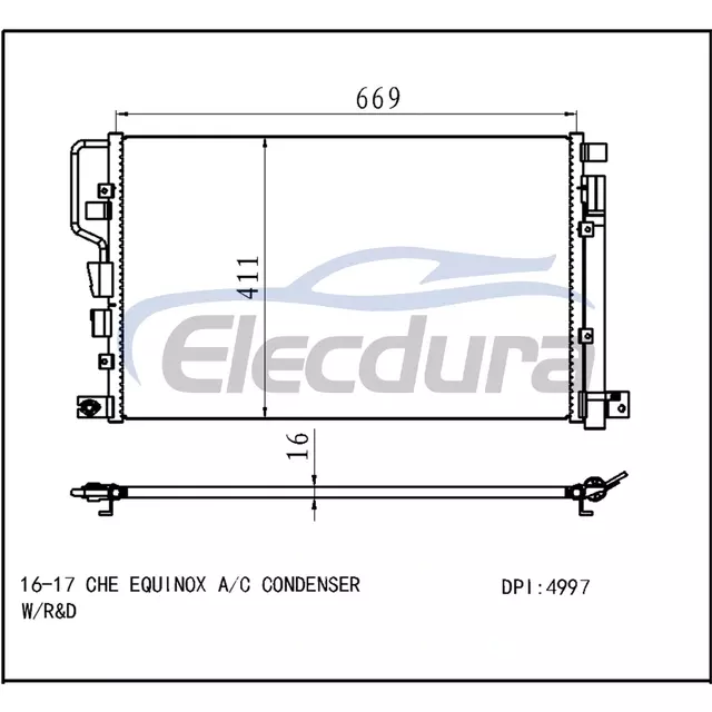 23400197 Chevrolet Equinox 2016-2017 A/C kondenz&aacute;tor 16mm j&aacute;dro