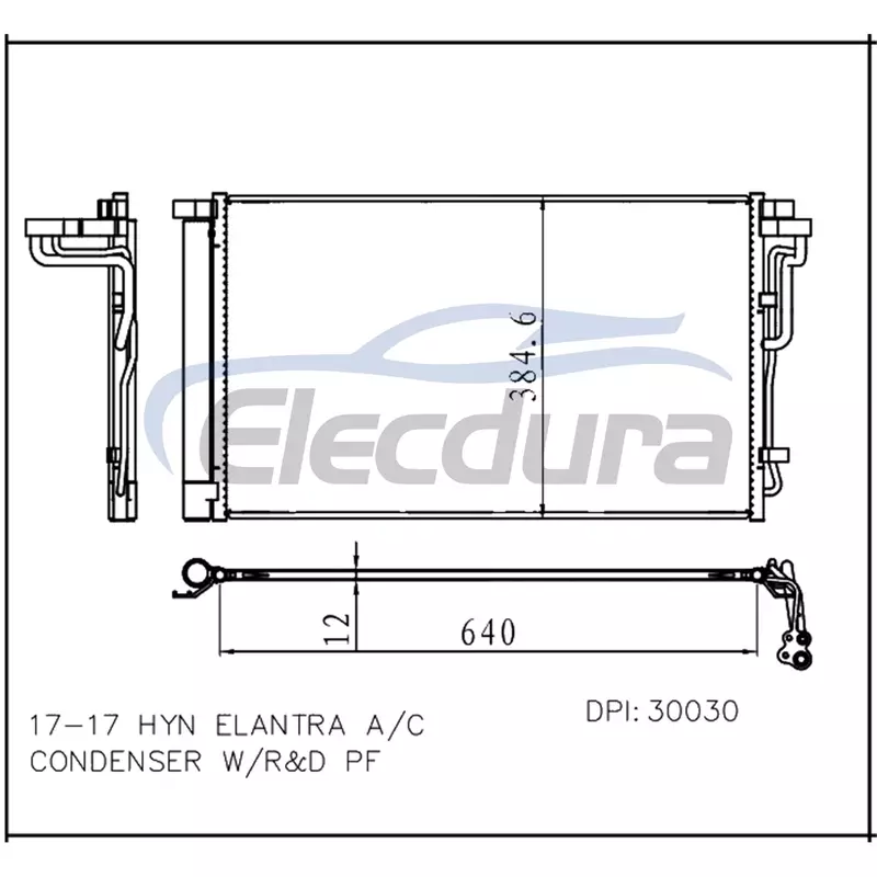 97606F2000 Hyundai Elantra 2017+ A/C-Kondensatorbaugruppe, 12-mm-Kern