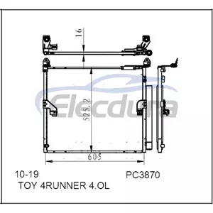 8846060430 Toyota Toy 4runner 4 Ol 2010-2019 Конденсатор кондиционера в сборе, сердечник 16 мм