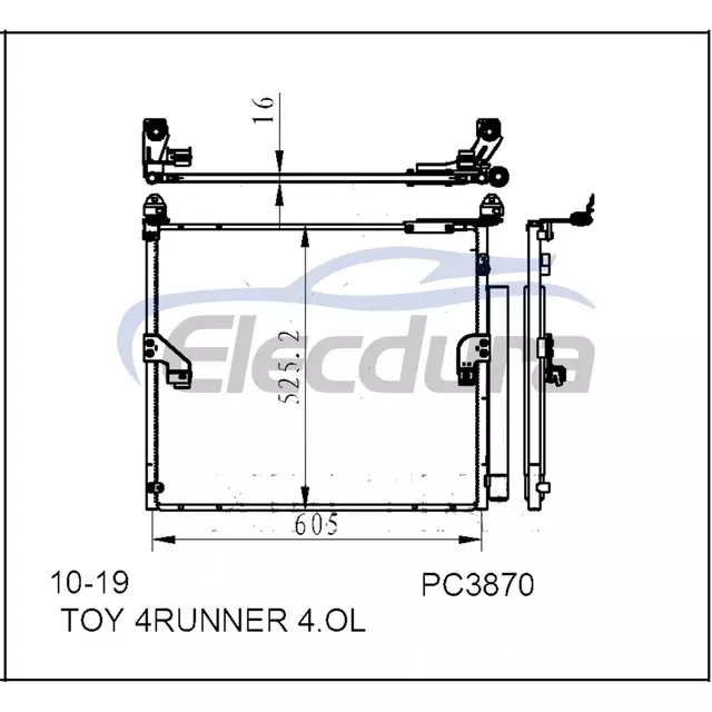 8846060430 Toyota Toy 4runner 4 Ol 2010-2019 Condensatore A/C Nucleo da 16 mm