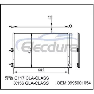 0995001054 Mercedes-Benz Cla C117 X117 2014-2016 A/Cคอนเดนเซอร์