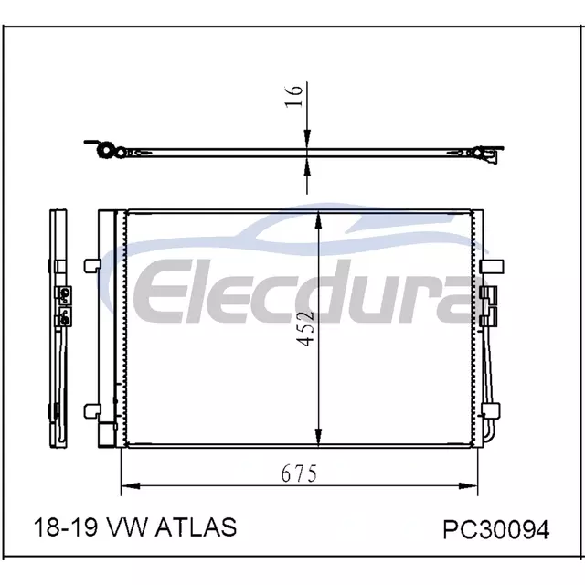 3QF816411 Volkswagen Vw Atlas 2018-2019 Condensator A/C 16mm Miez