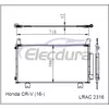 80110T0AA01 Honda Cr-V 2012-2015 A/C คอนเดนเซอร์พร้อมตัวรับสัญญาณ/เครื่องอบแห้ง 12 มม.