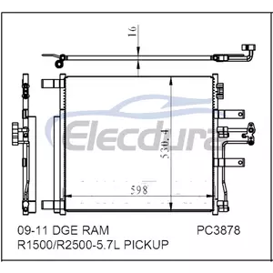 52014588AB Dodge Ram 1500 2009-2011 Condensator A/C 16mm Miez