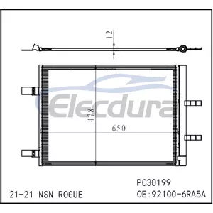 921006RA5A Nissan Rogue 2021+ คอนเดนเซอร์ปรับอากาศพร้อมตัวรับ/เครื่องทำให้แห้ง