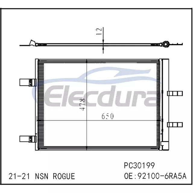 921006RA5A Nissan Rogue 2021+ Condensatore A/C con ricevitore/essiccatore