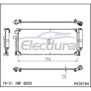 921005NA0A Infiniti QX50 2019-2021 Condensador A/C com receptor/secador