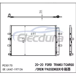 LK4Z19712A 포드 Transit 150 2020 2.0TD / 3.5T / 3.5LA/C 콘덴서 0.63 IN 코어
