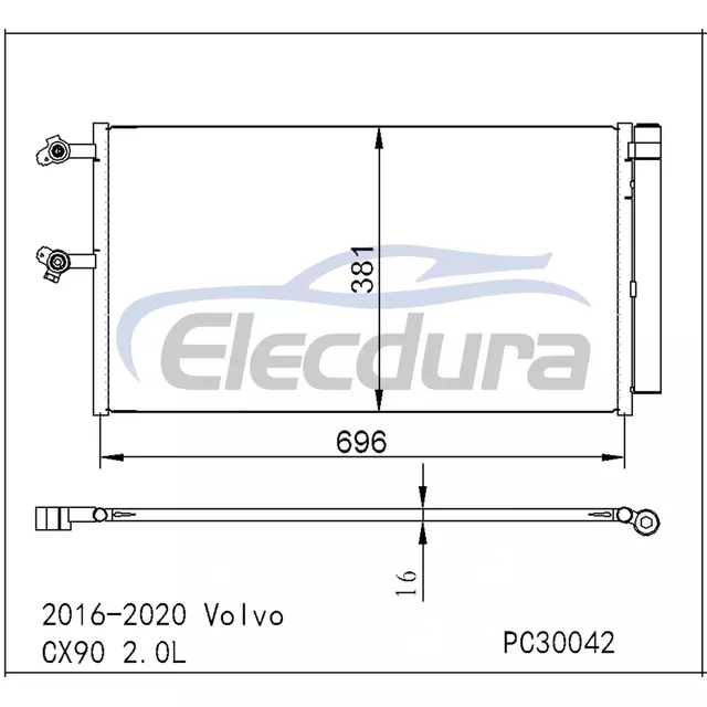 31686413 Condensador Volvo Xc90 2016+ 2.0LA/C