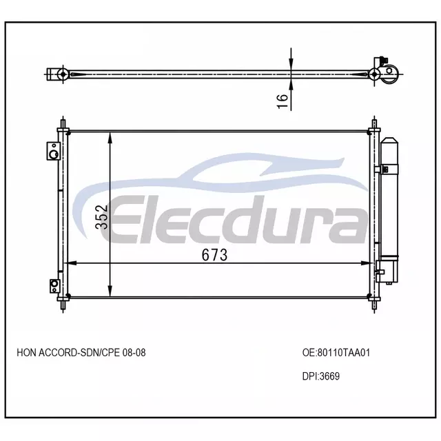 80110TA0A01 Honda Accord 2008 Kondensor A/C Inti 16mm