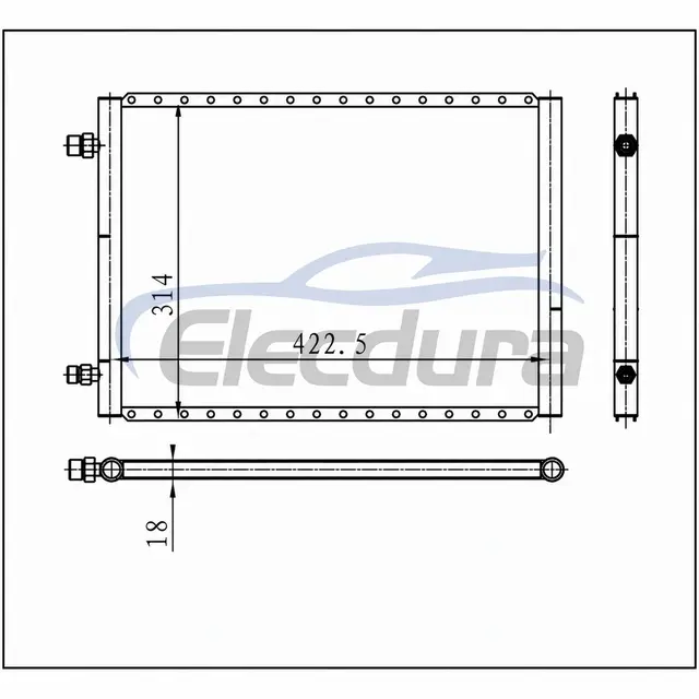 Universal A/C-kondensator 422,5 &times; 314 &times; 18 mm