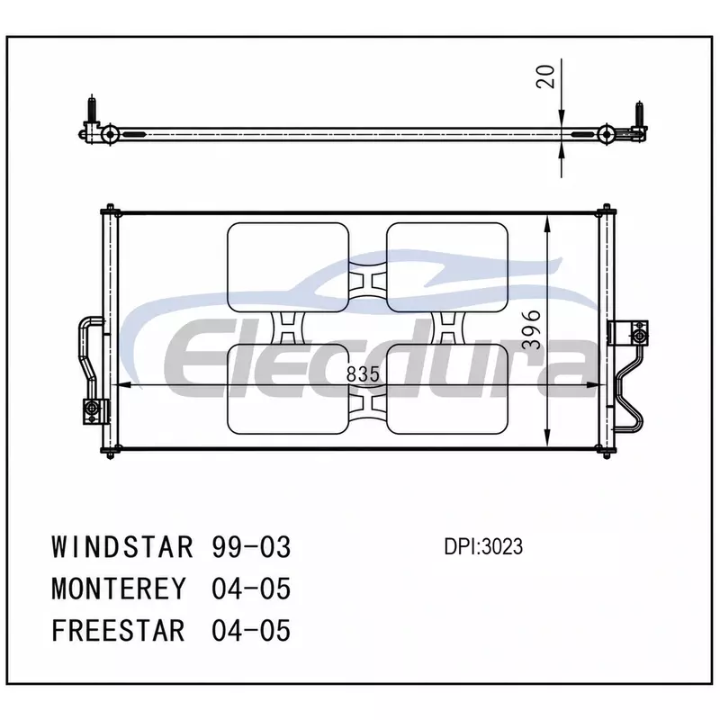 XF2HAF ฟอร์ด Windstar 1999-2003 คอนเดนเซอร์เครื่องปรับอากาศ