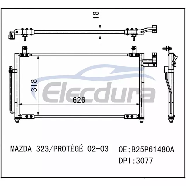 B25P61480A Mazda 323 2002-2003 A/C kondensator
