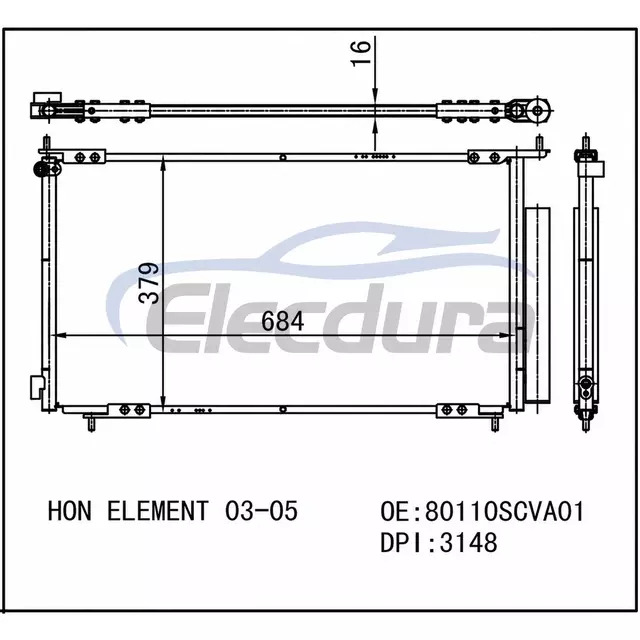 80110SCVA01 Honda Element 2003-2008 Skraplacz klimatyzacji