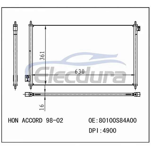 80100S84A00 Honda Accord 1998-2002 2.3L L4 Kondensor A/C Perakitan