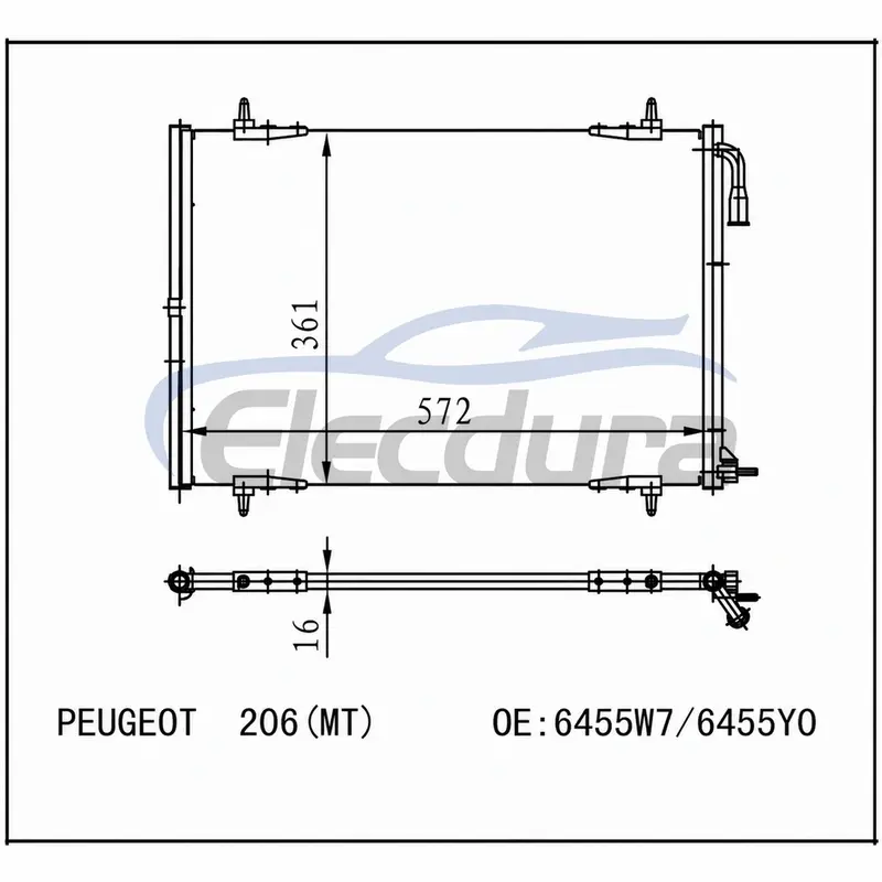 6455.W6 Peugeot 206 2009-2013 Condensador de A/C