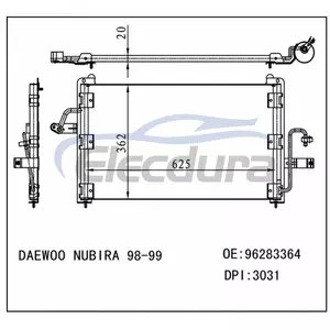 96283364 Daewoo Nubira 1998-1999 Condensatore A/C Nucleo da 20 mm