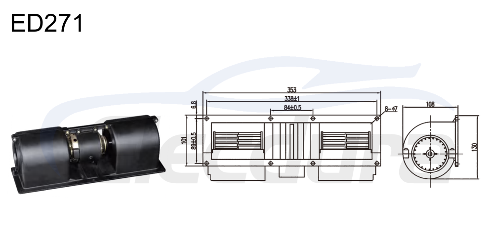 Motor soprador 27V 190W HVAC para Delong, fluxo de ar de 600m&sup3;/h