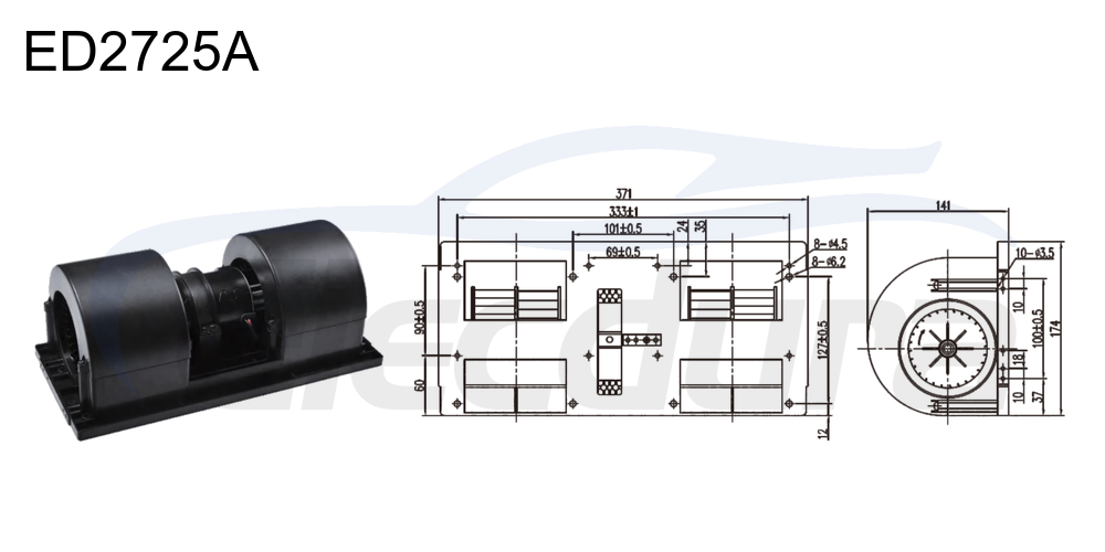 Conjunto de motor soprador 27V 380W HVAC , fluxo de ar de 1000m&sup3;/h