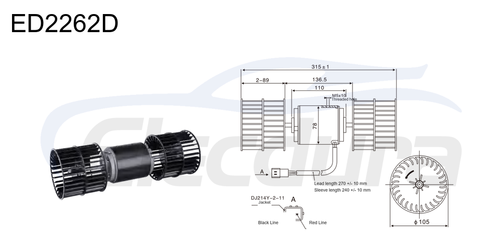Motor soprador 27V 240W HVAC para Volvo , velocidade de 3300 rpm