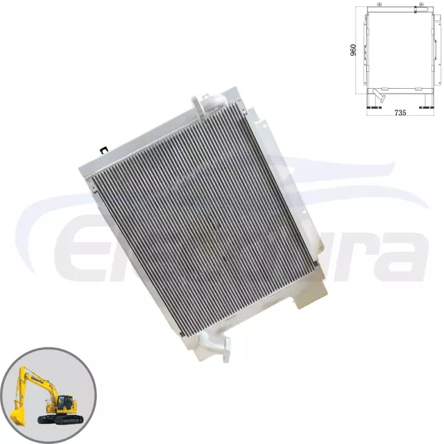 Z&aacute;kladn&iacute; pohled na chladič hydraulick&eacute;ho oleje Komatsu PC228UU-1 22U-03-11121 pro velkoobchodn&iacute; dodavatele a distributory hromadn&yacute;ch objedn&aacute;vek.
