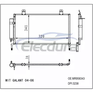 MR958343 Kondensor AC Mitsubishi Galant 2004-2006