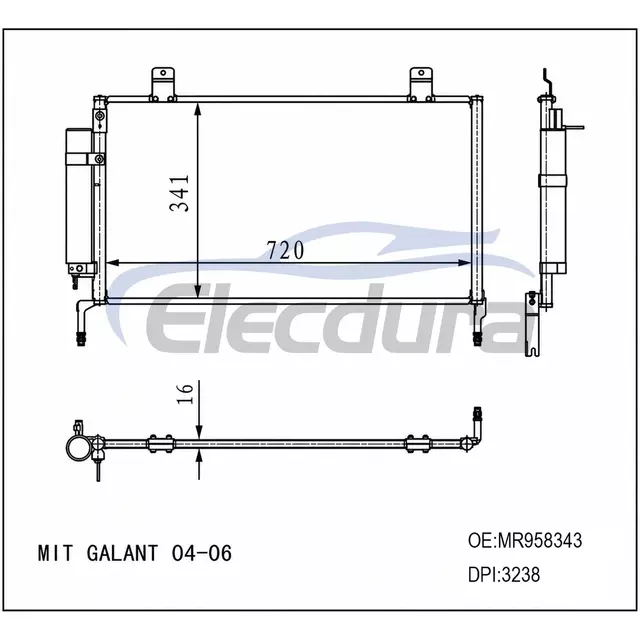 MR958343 Condensatore aria condizionata Mitsubishi Galant 2004-2006
