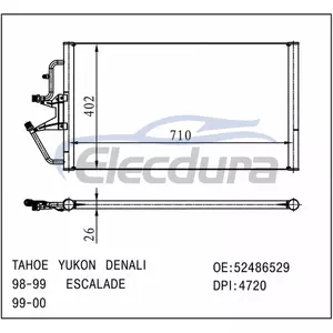 52486529 キャデラック エスカレード 1999-2000 A/C コンデンサー 730 x 410 x 16mm コア