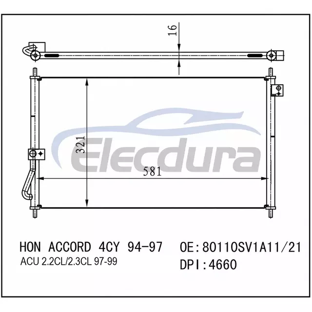 80110SV1A11 Honda Accord 1994-1997 Condenseur de climatisation