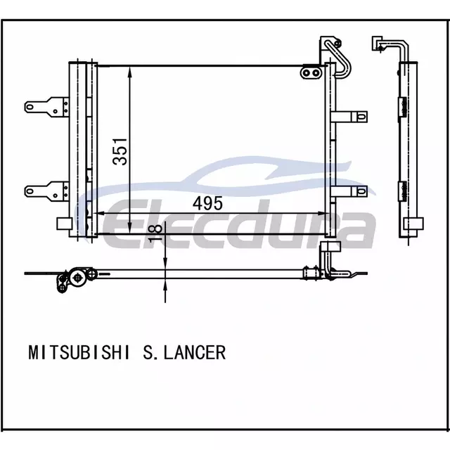 7812A049 Mitsubishi Lancer 2004-2005 Condensador de A/C N&uacute;cleo de 18 mm