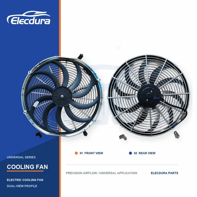 Universel Ventilateur de refroidissement de radiateur lame incurv&eacute;e chrom&eacute;e de 16 pouces, 220W, vente en gros