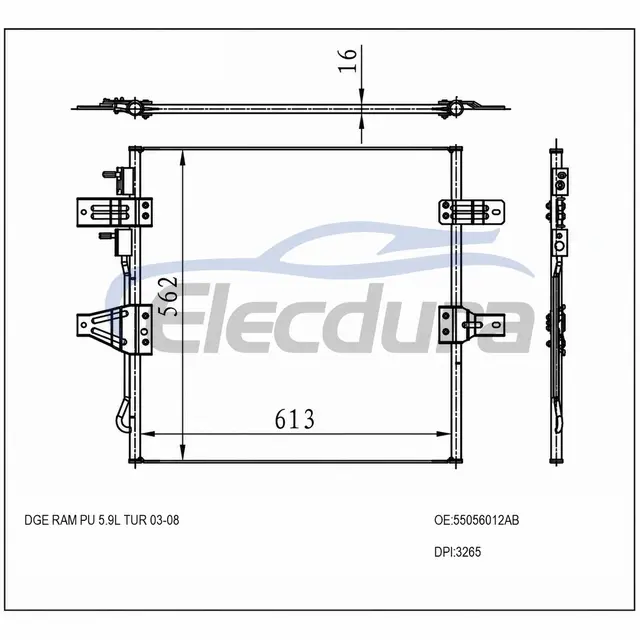 68240781AA Dodge Ram Pu Tur 2003-2008 5,9L Kondenz&aacute;tor A/C