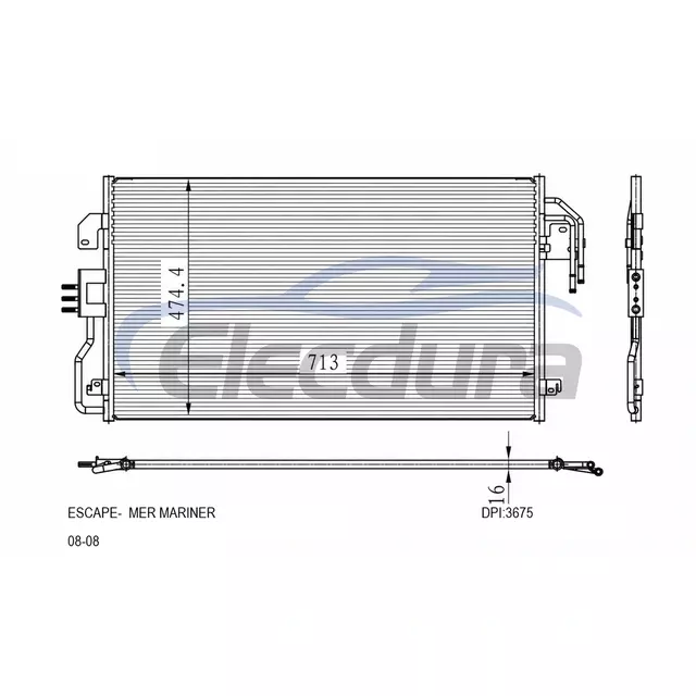 8L8Z19712G Mazda Tribute 2008+ A/C kondensator 16 mm kerne