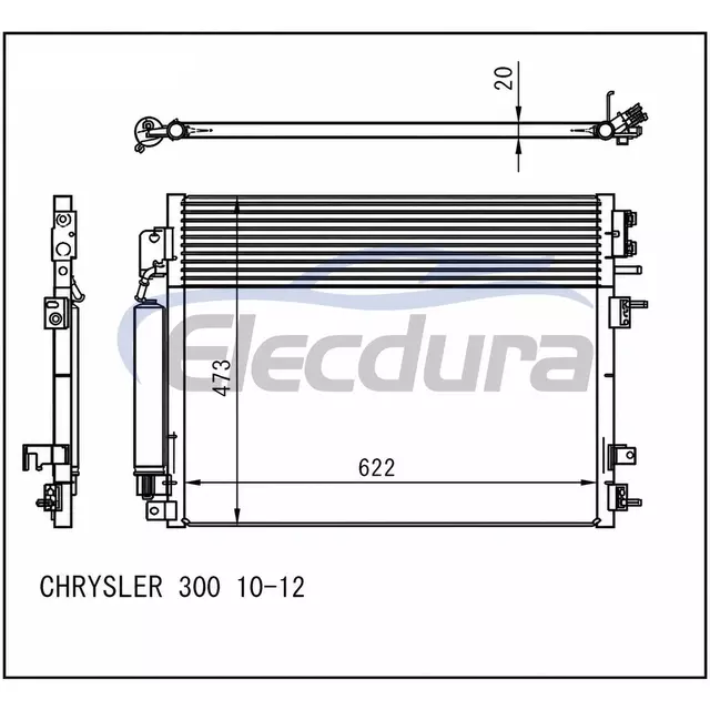 68050127AB Chevrolet 300 2010-2012 Конденсатор кондиционера, сердечник 20 мм