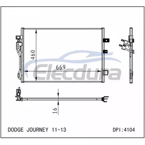 68102117AA Dodge Dge Journey 2011-2015 Condensatore A/C Nucleo da 16 mm