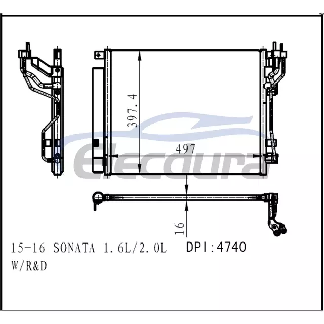 97606C2100 Hyundai Sonata 2015-2016 1.6L / 2.0LA/C Condensator