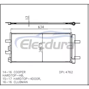 64509271204 MINI Cooper Hardtop 2014-2016 مكثف مكيف الهواء مع مجفف 12 مم