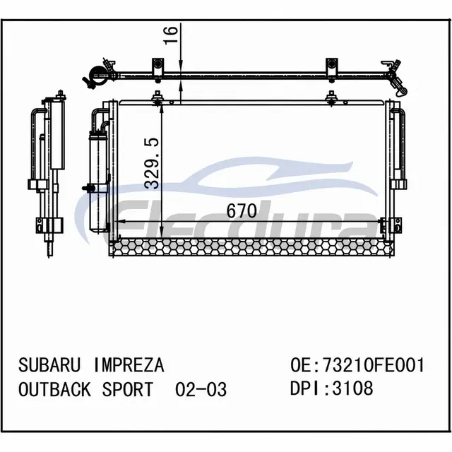 73210FE000 Subaru Impreza 2002-2003 Condensador de A/C