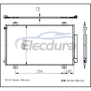 80100-THR-A01 Honda Odyssey 2018-2019 Gruppo condensatore A/C Nucleo da 12 mm