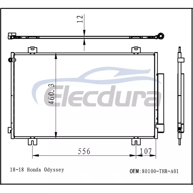 80100THRA01 Honda Odyssey 2018-2019 Sestava A/C kondenz&aacute;toru 12mm j&aacute;dro