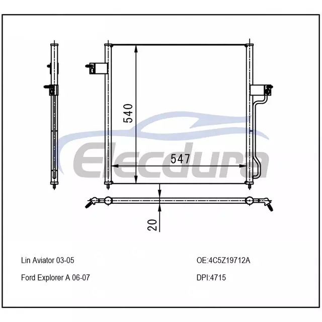 4C5Z19712A Конденсатор кондиціонера Ford Explorer A 2006-2007