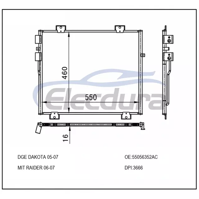 55056352AC Dodge Dakota 2005-2007 kl&iacute;makondenz&aacute;tor